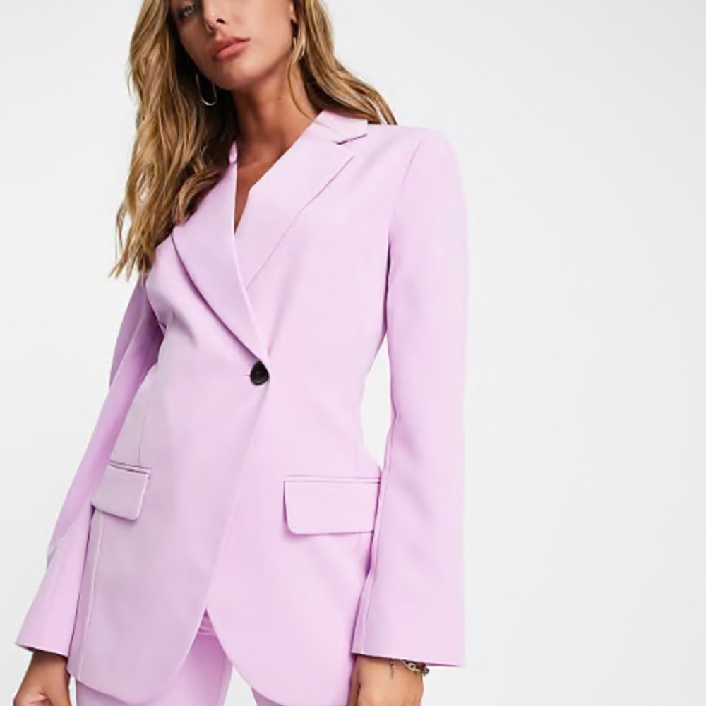 NEW Nordstrom ASOS Lavender Long Oversized Double Breasted Single Button Blazer - Picture 4 of 11